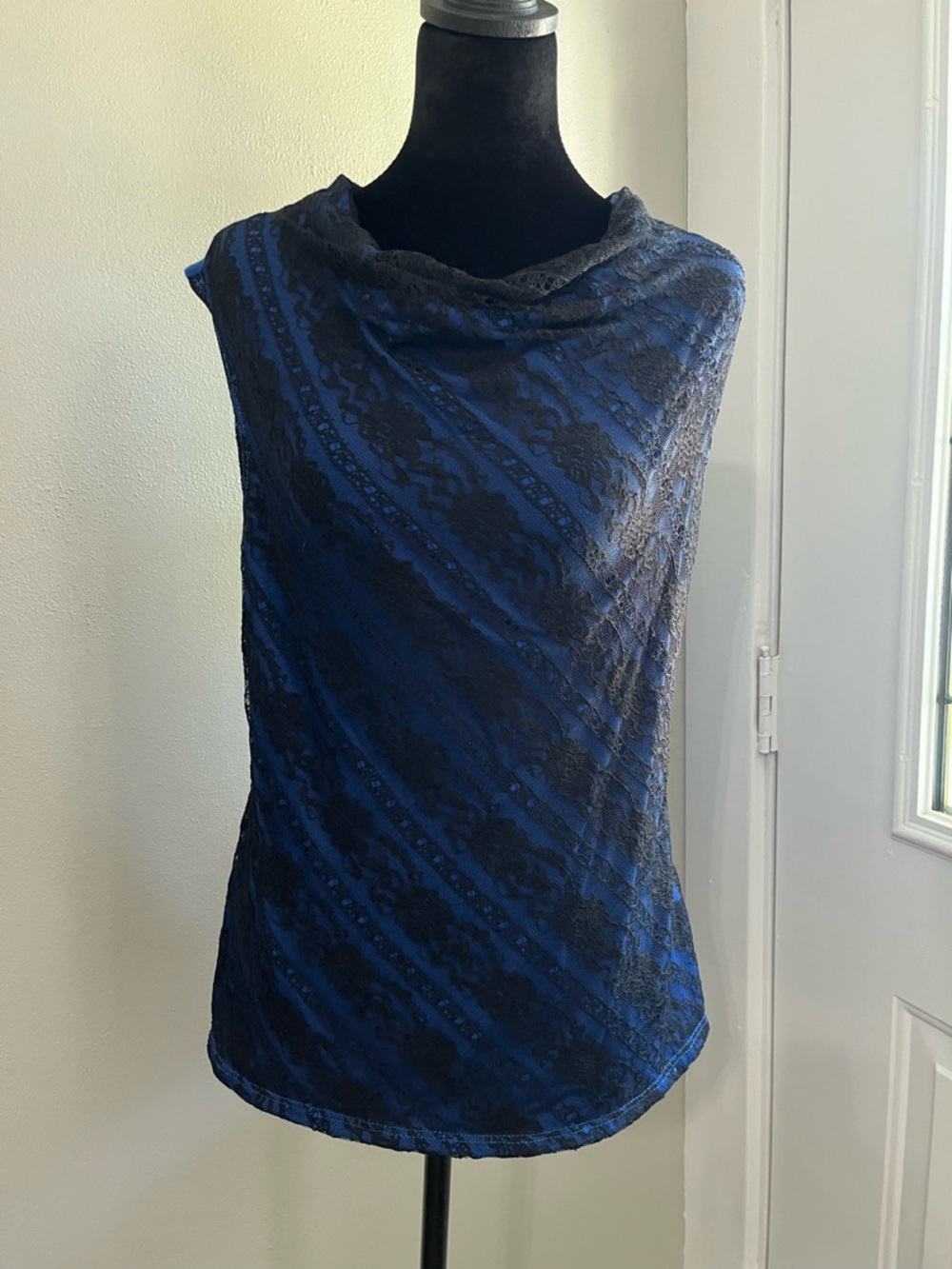 Annalee + Hope Royal Blue Shell with Black Lace Trim
